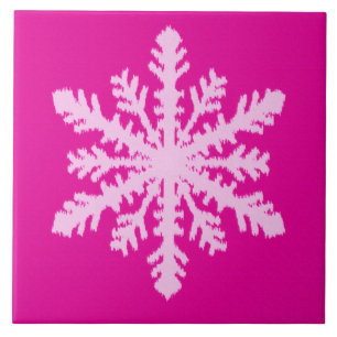 Ikat Snowflake - Fuchsia and ice pink Tile