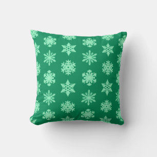 Ikat Snowflake - Pine and mint green Cushion