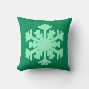Ikat Snowflake - Pine and mint green Cushion
