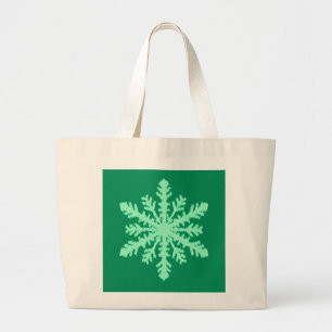 Ikat Snowflake - Pine and mint green Large Tote Bag