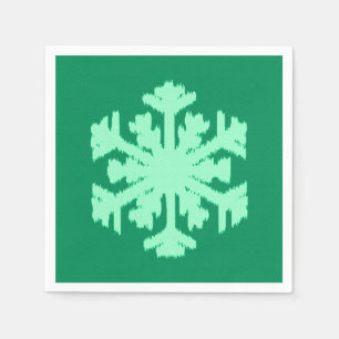 Ikat Snowflake - Pine and mint green Napkin