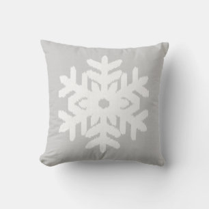 Ikat Snowflake - Silver grey and white Cushion