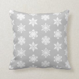 Ikat Snowflake - Silver grey and white Cushion
