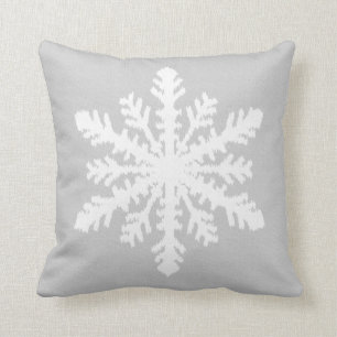 Ikat Snowflake - Silver grey and white Cushion