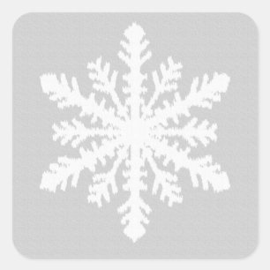 Ikat Snowflake - Silver grey and white Square Sticker