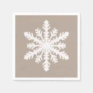 Ikat Snowflake - Taupe tan and white Napkin