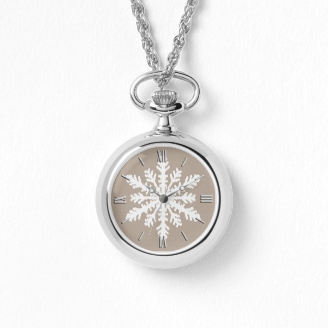 Ikat Snowflake - Taupe tan and white Watch (Front)