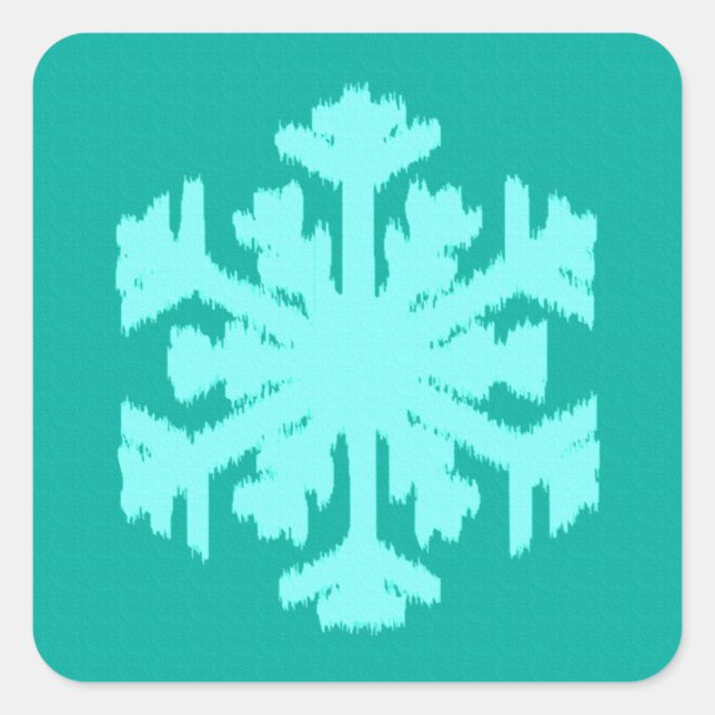 Ikat Snowflake - Turquoise and aqua Square Sticker (Front)