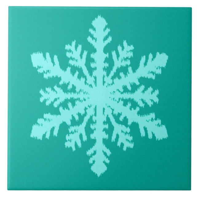 Ikat Snowflake - Turquoise and aqua Tile (Front)