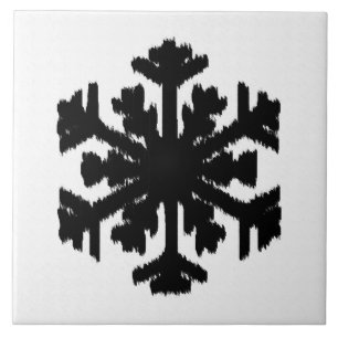 Ikat Snowflake - White and black Tile