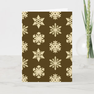 Ikat Snowflakes - Beige and Chocolate Brown Holiday Card