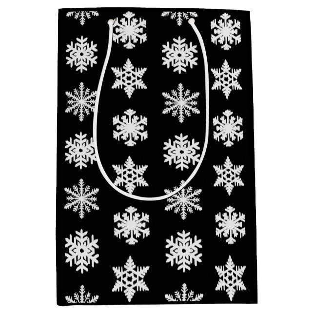 Ikat Snowflakes - Black and white Medium Gift Bag (Front)