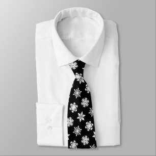 Ikat Snowflakes - Black and white Tie