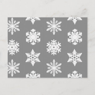 Ikat Snowflakes - Charcoal Grey and White Postcard