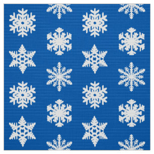 Ikat Snowflakes - Cobalt blue and white Fabric