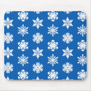 Ikat Snowflakes - Cobalt blue and white Mouse Mat