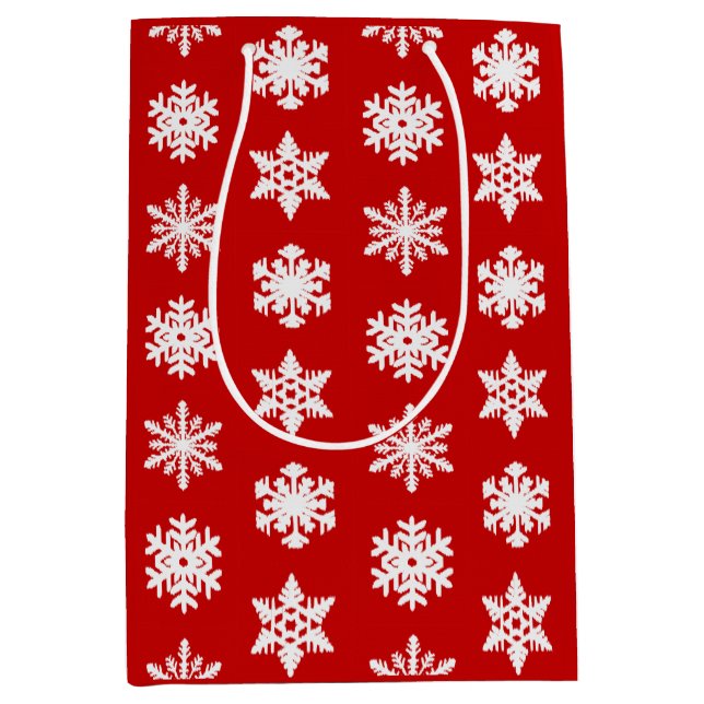 Ikat Snowflakes - Dark red and white Medium Gift Bag (Front)