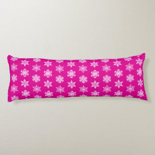 Ikat Snowflakes - Fuchsia and ice pink Body Cushion