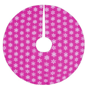 Ikat Snowflakes - Fuchsia and ice pink Brushed Polyester Tree Skirt