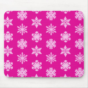 Ikat Snowflakes - Fuchsia and ice pink Mouse Mat