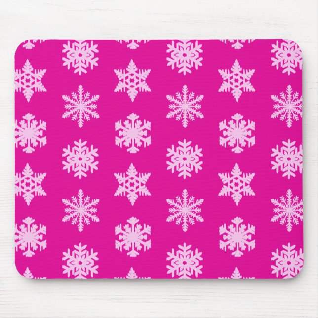 Ikat Snowflakes - Fuchsia and ice pink Mouse Mat (Front)