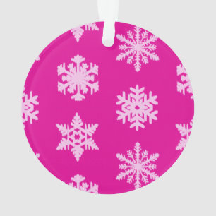 Ikat Snowflakes - Fuchsia and ice pink Ornament