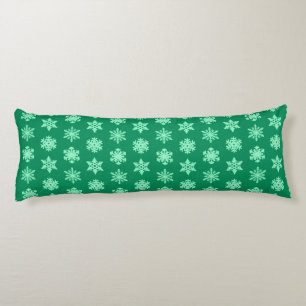 Ikat Snowflakes - Pine and mint green Body Cushion