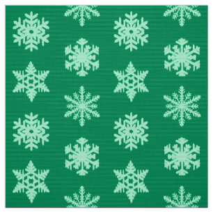 Ikat Snowflakes - Pine and mint green Fabric