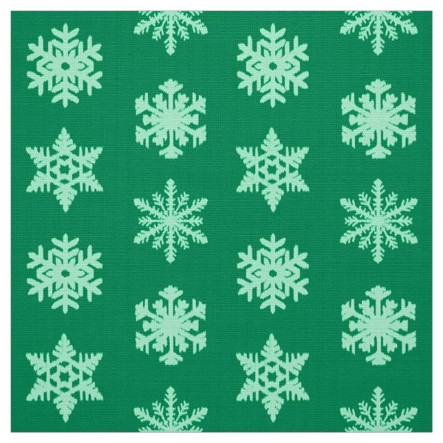 Ikat Snowflakes - Pine and mint green Fabric (Swatch)