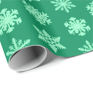 Ikat Snowflakes - Pine and mint green Wrapping Paper