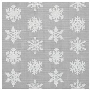 Ikat Snowflakes - Silver grey and white Fabric