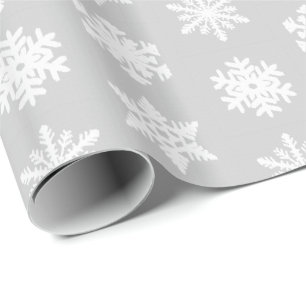 Ikat Snowflakes - Silver grey and white Wrapping Paper