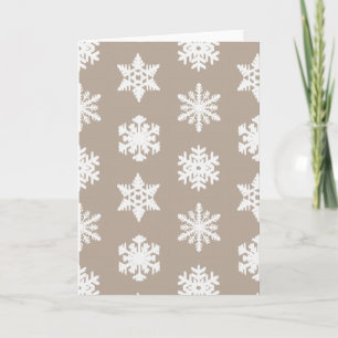 Ikat Snowflakes - Taupe tan and white Holiday Card