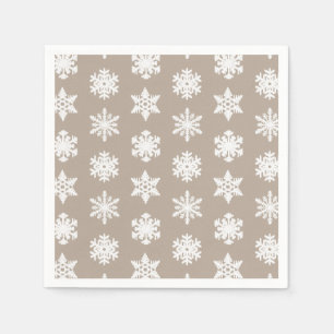 Ikat Snowflakes - Taupe tan and white Napkin