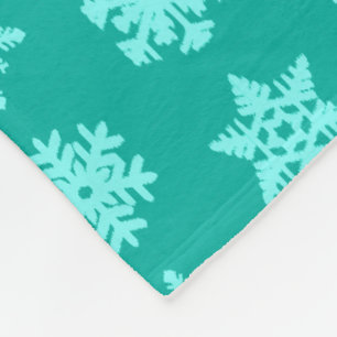 Ikat Snowflakes - Turquoise and aqua Fleece Blanket