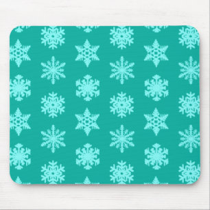 Ikat Snowflakes - Turquoise and aqua Mouse Mat