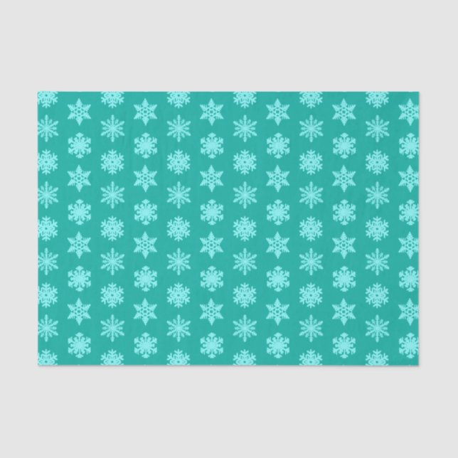 Ikat Snowflakes - Turquoise and aqua Tissue Paper (Front)