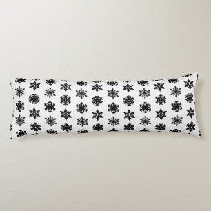 Ikat Snowflakes - White and black Body Cushion