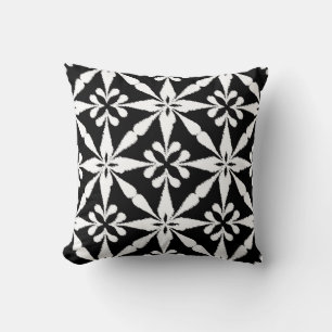 Ikat Star Pattern - Black and White Cushion