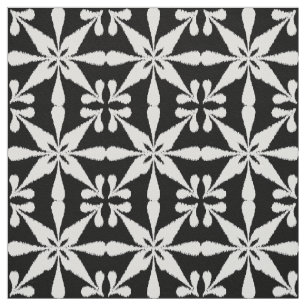 Ikat Star Pattern - Black and White Fabric