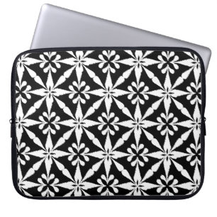 Ikat Star Pattern - Black and White Laptop Sleeve