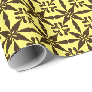 Ikat Star Pattern - Brown and Yellow Wrapping Paper
