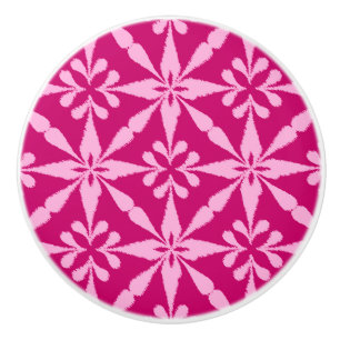 Ikat Star Pattern - Fuchsia Pink Ceramic Knob