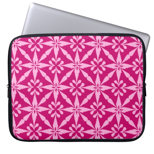 Ikat Star Pattern - Fuchsia Pink Laptop Sleeve (Front)