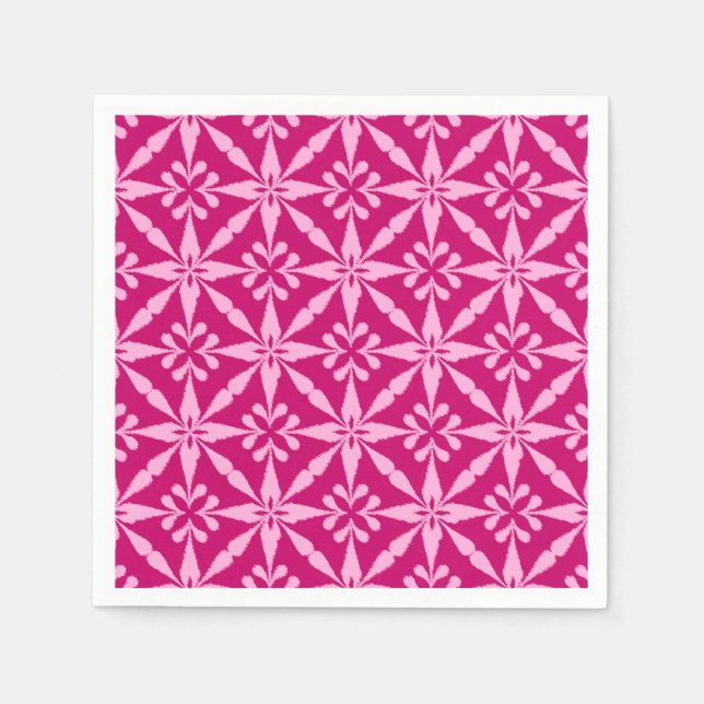 Ikat Star Pattern - Fuchsia Pink Napkin (Front)