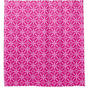 Ikat Star Pattern - Fuchsia Pink Shower Curtain