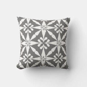 Ikat Star Pattern - Grey / Grey and White Cushion