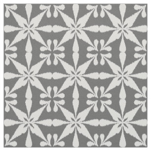 Ikat Star Pattern - Grey / Grey and White Fabric