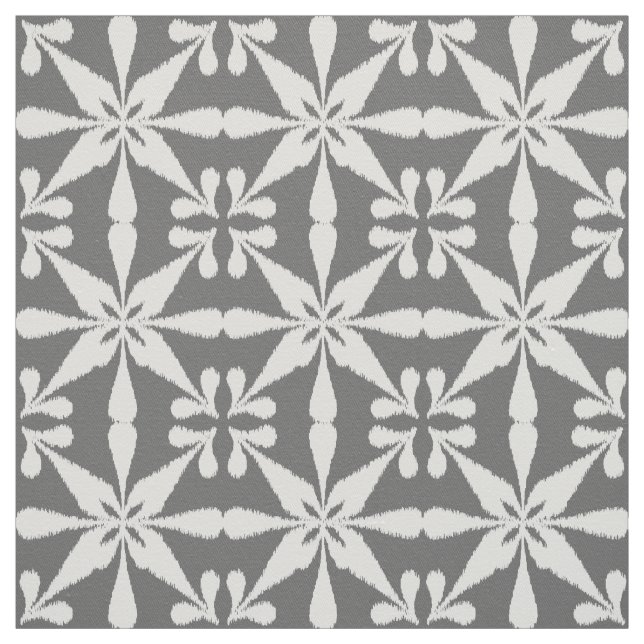 Ikat Star Pattern - Grey / Grey and White Fabric (Swatch)