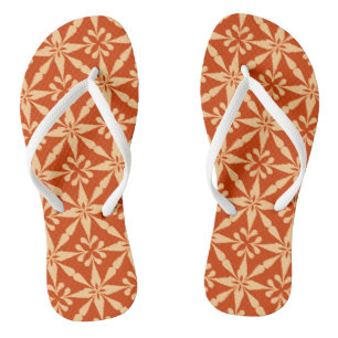Ikat Star Pattern - Mandarin Orange Flip Flops